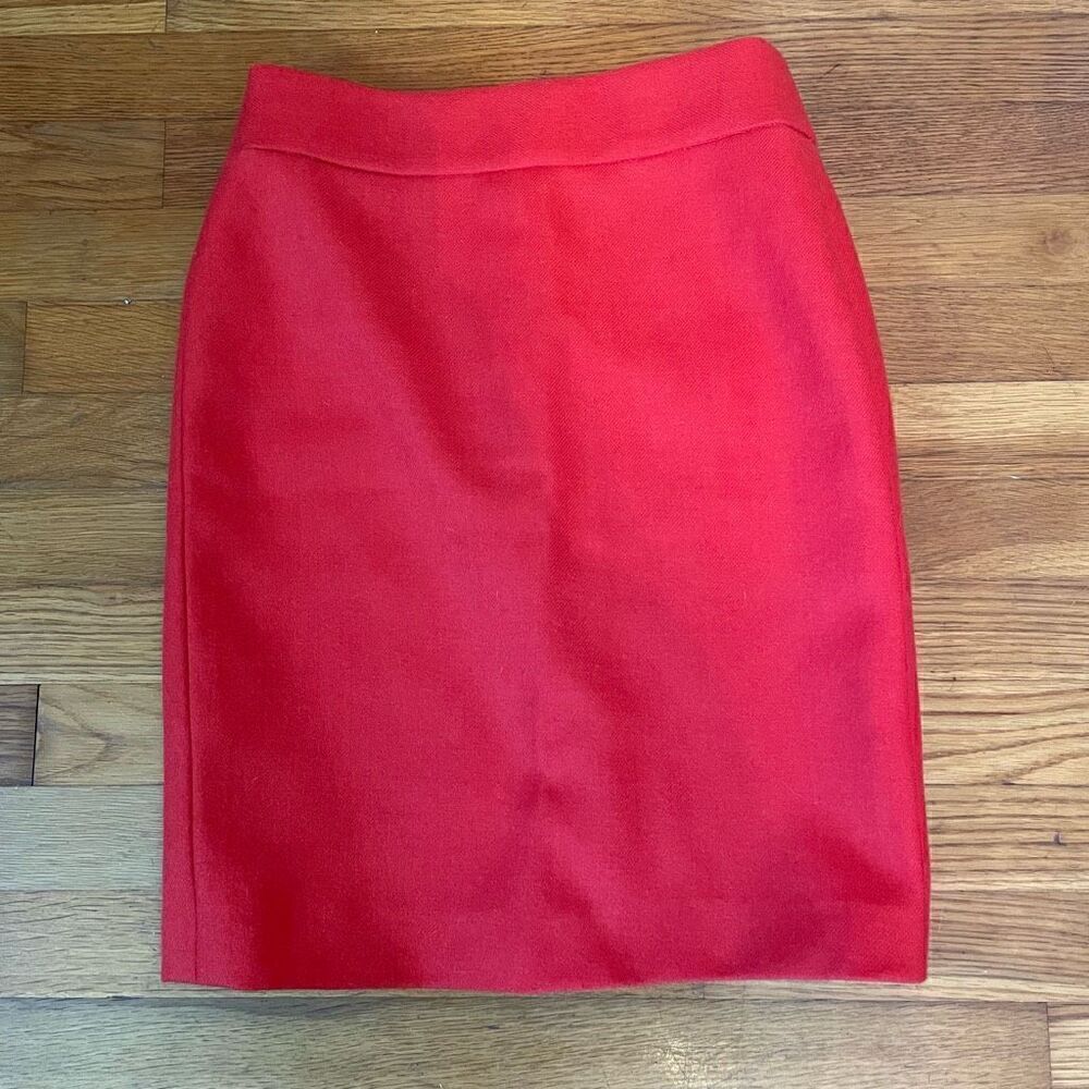 J CREW | orange wool pencil skirt 0